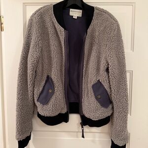 Marrakech Gray Sherpa Bomber Jacket from Anthropologie, like new!